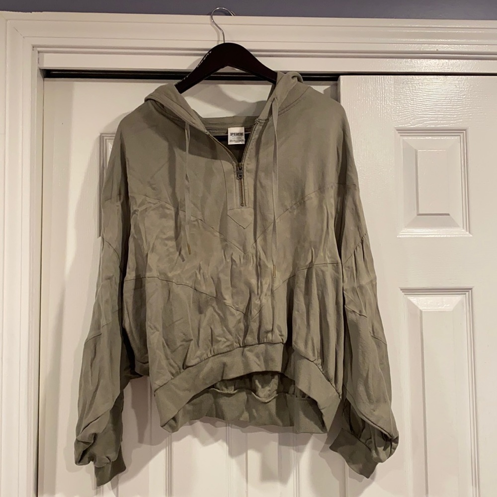 Large PINK Green Lightweight Cropped Hoodie